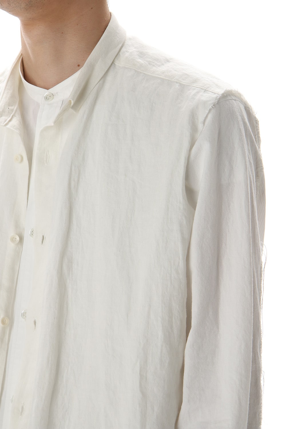 Cotton Layared Shirt  White / White Stripe