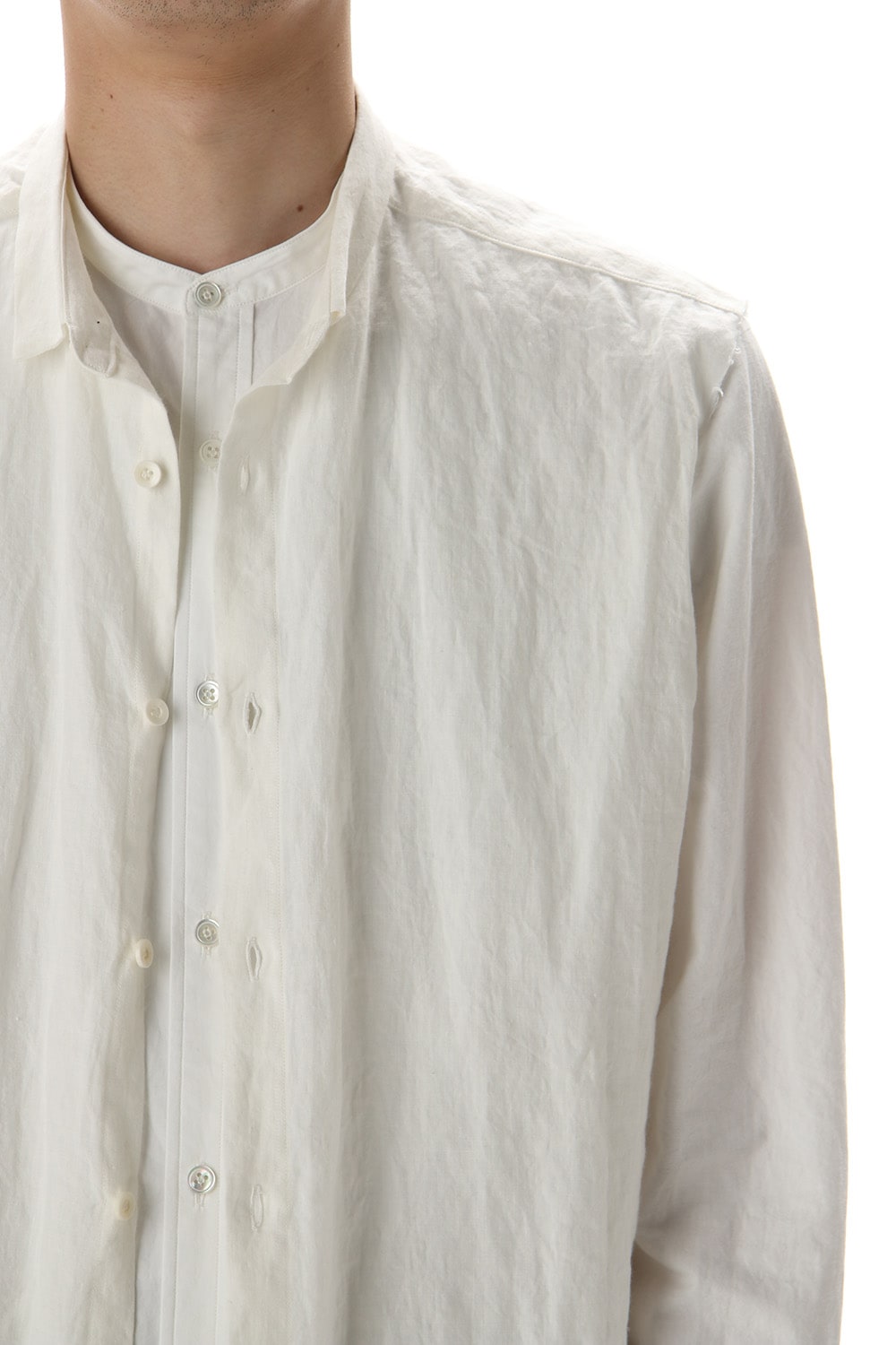 Cotton Layared Shirt  White / White Stripe