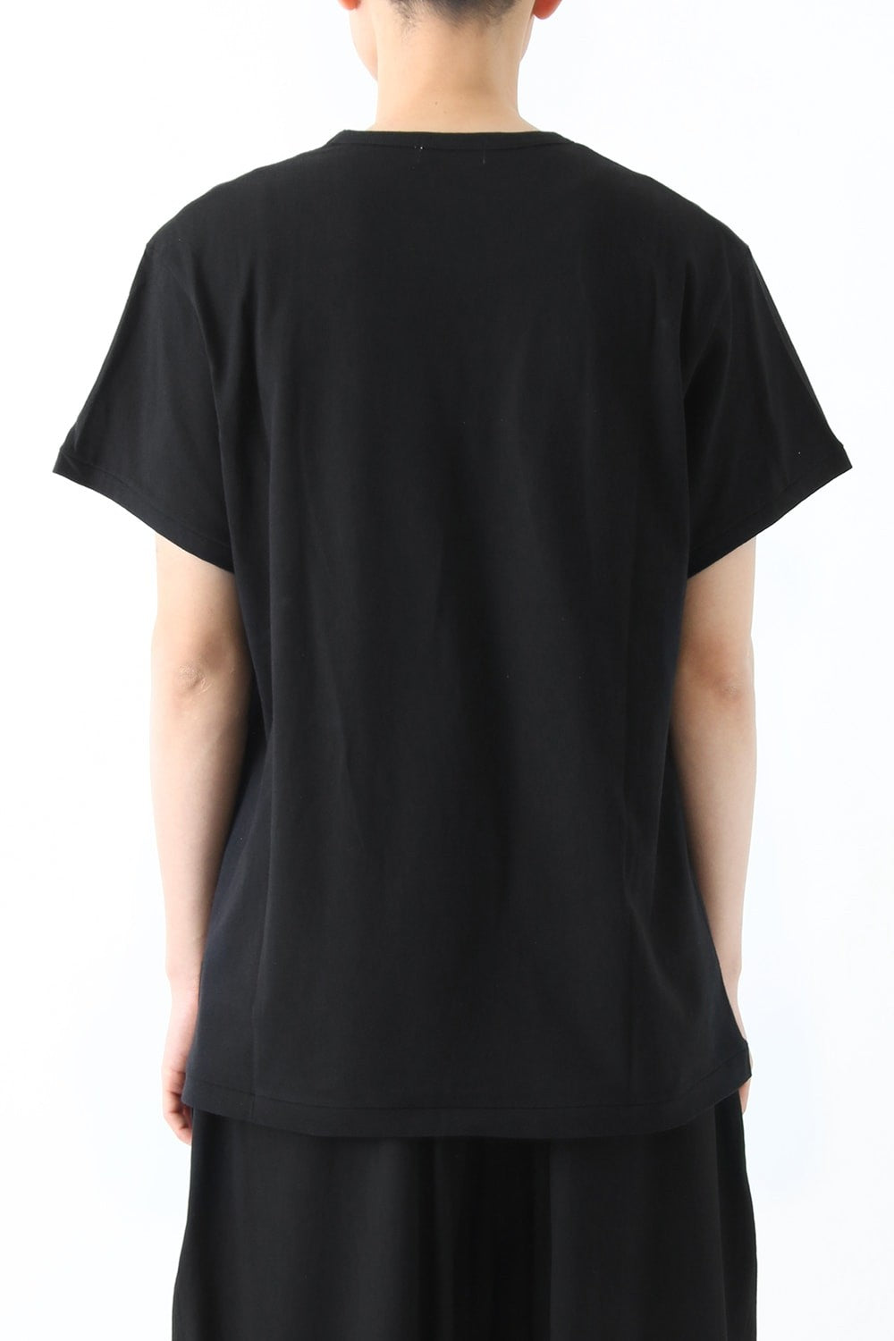 Dyed and Bleached Motif Round Neck Short Sleeve