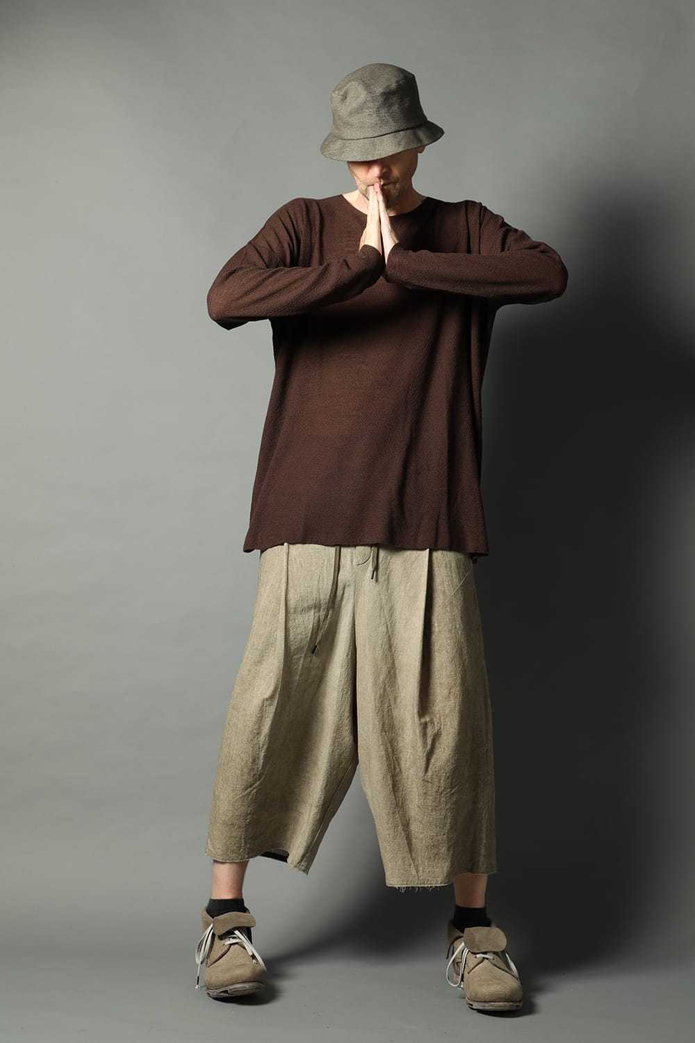 ルーズフィット ロングスリーブ メリノウール  ダークブラウン