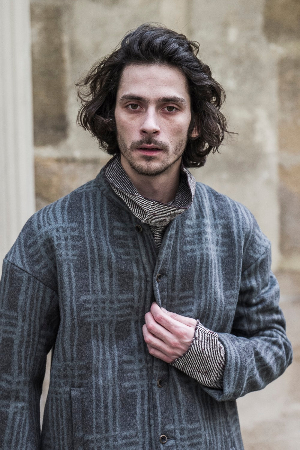 Jacket JK62 Grid Pattern Jaquard Wool Beaver Finished