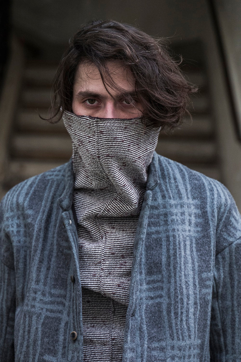 Jacket JK62 Grid Pattern Jaquard Wool Beaver Finished