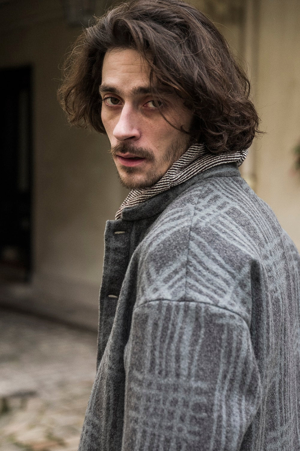 Jacket JK62 Grid Pattern Jaquard Wool Beaver Finished