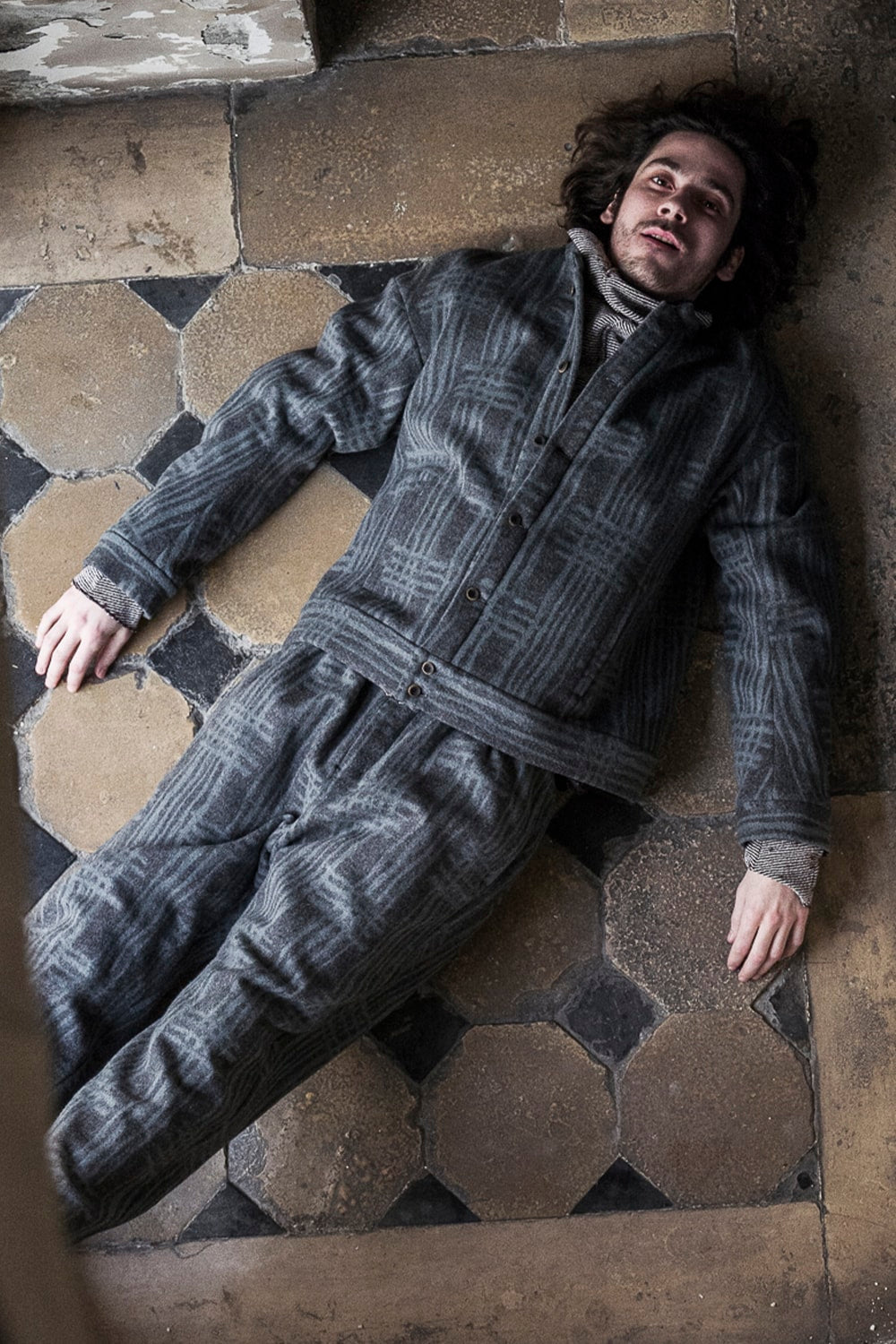 Jacket JK62 Grid Pattern Jaquard Wool Beaver Finished