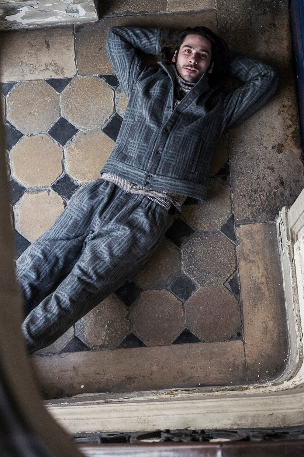 Jacket JK62 Grid Pattern Jaquard Wool Beaver Finished