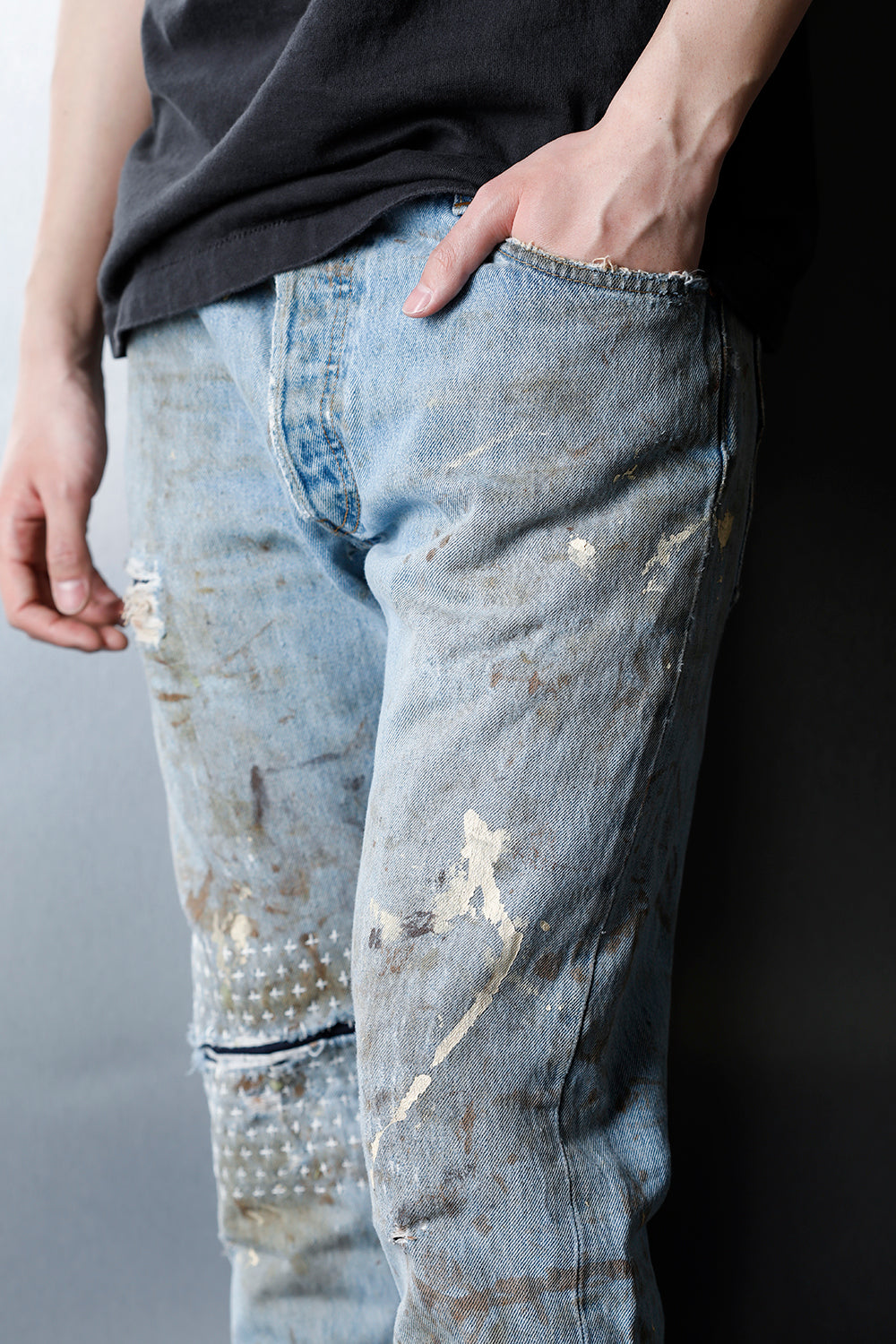 REWORKED DENIM PANTS
