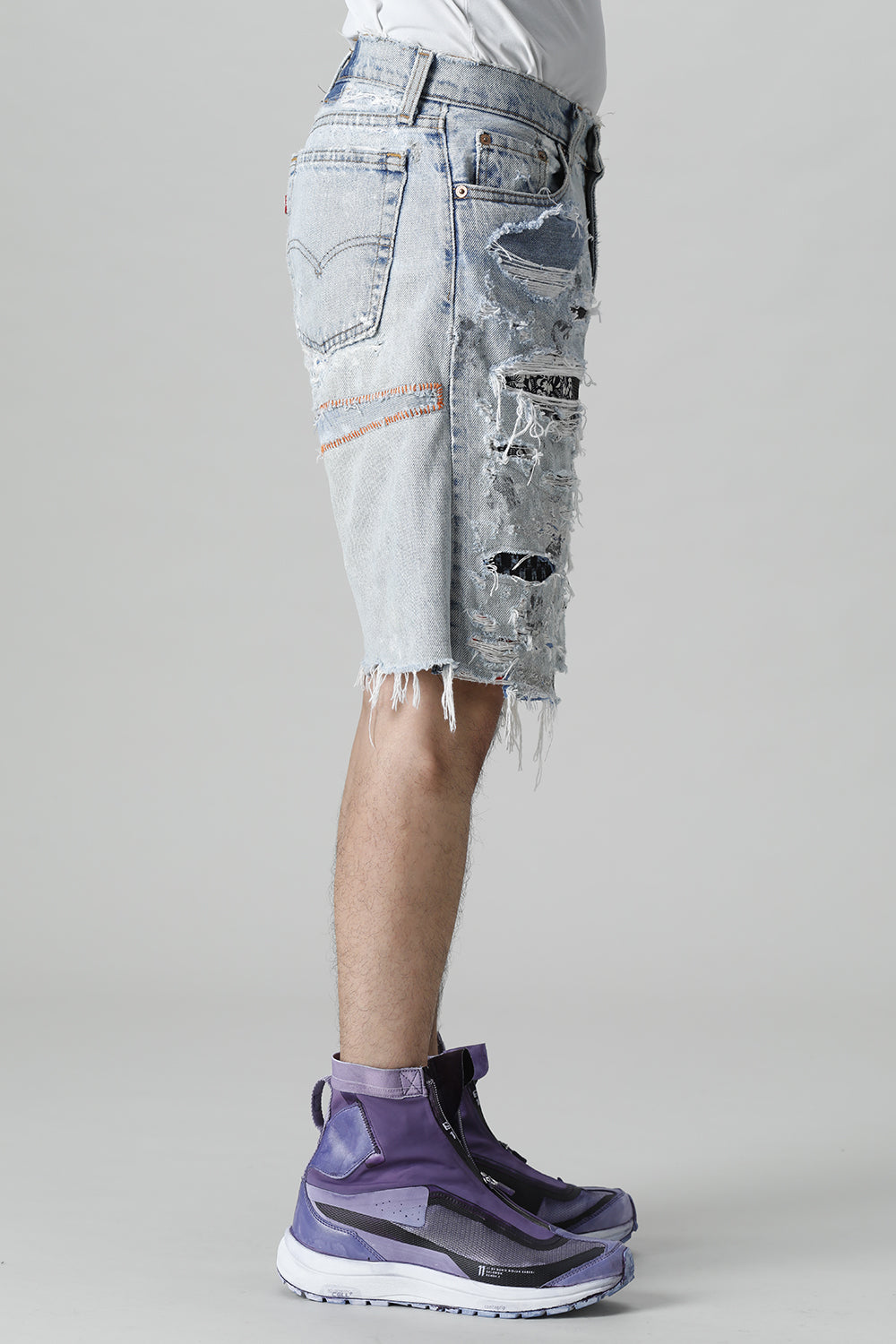 リワークド ダメージ デニムショーツ