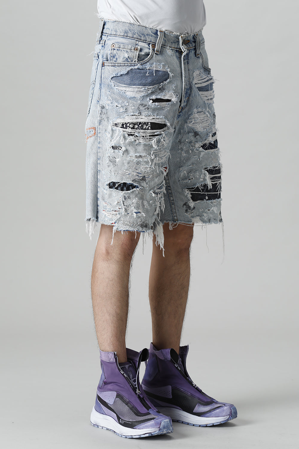 リワークド ダメージ デニムショーツ