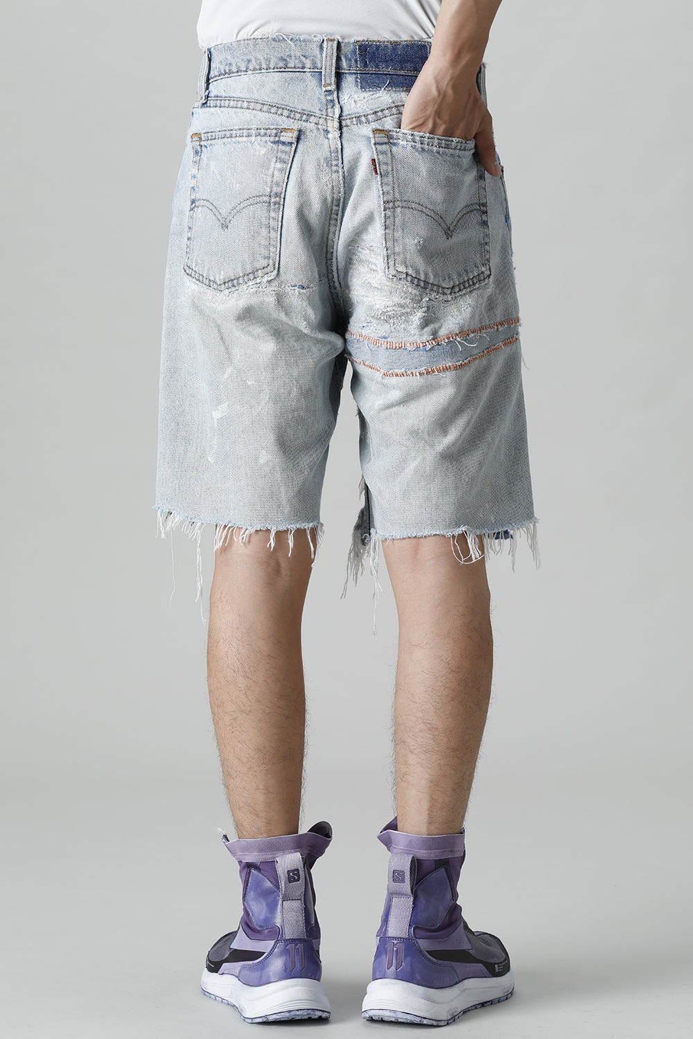 リワークド ダメージ デニムショーツ