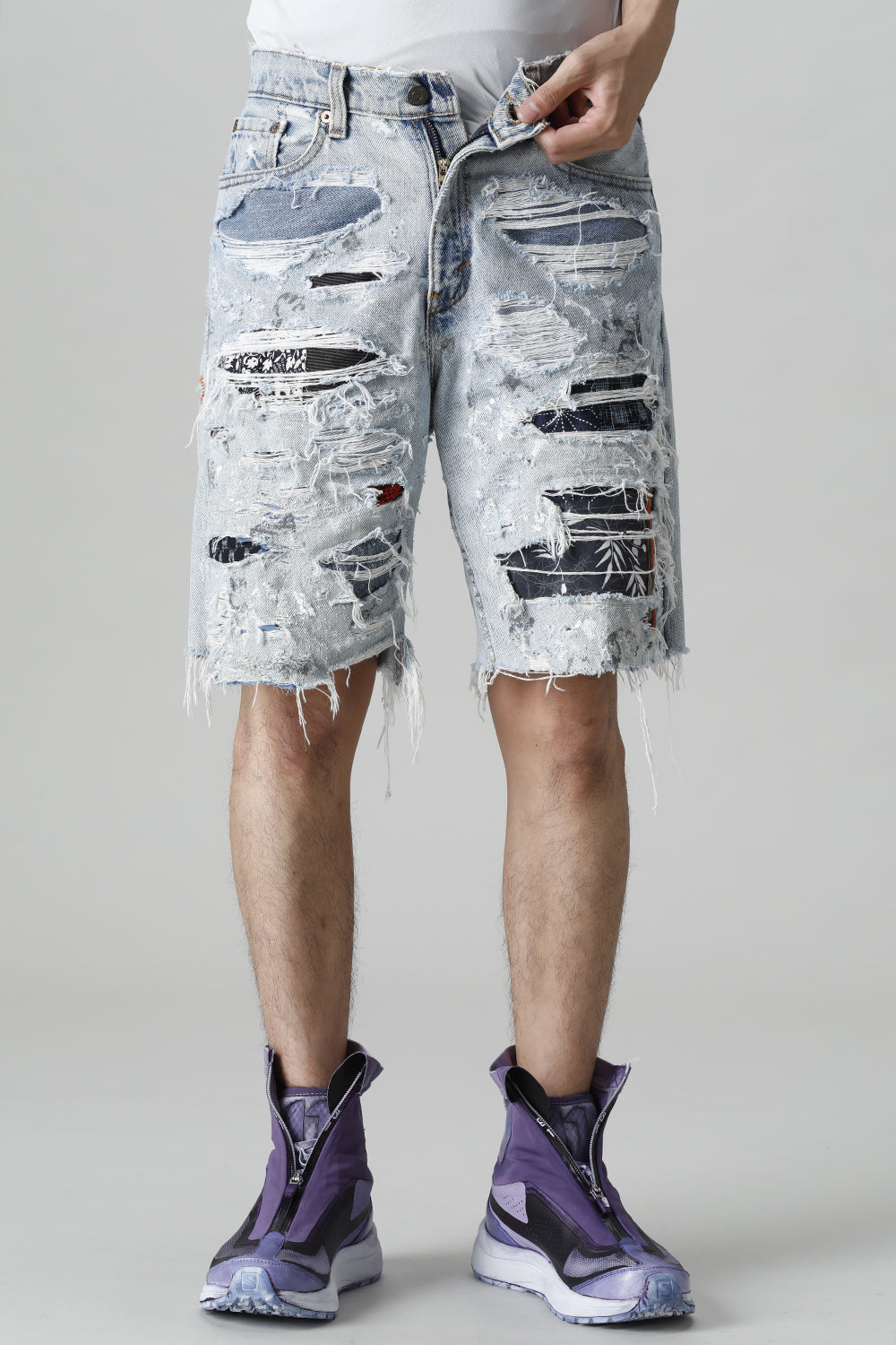 リワークド ダメージ デニムショーツ