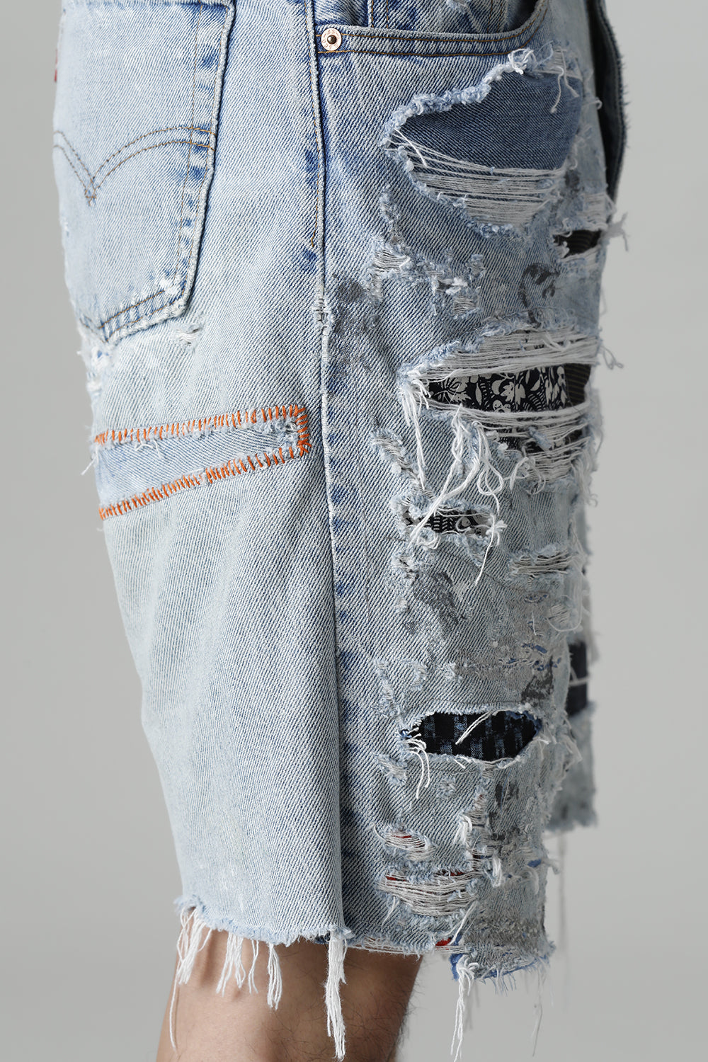 リワークド ダメージ デニムショーツ