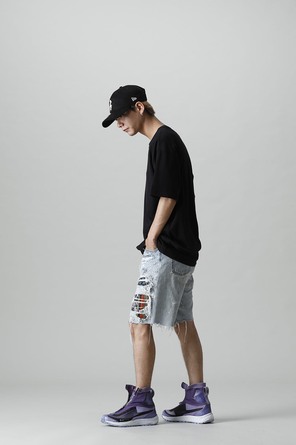 リワークド ダメージ デニムショーツ