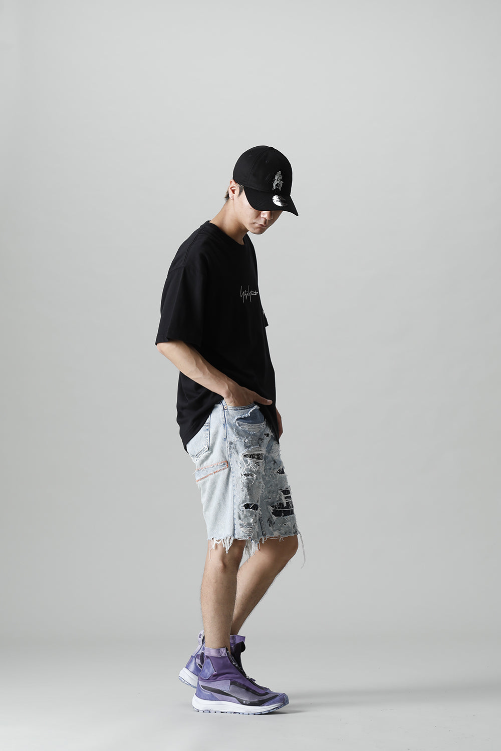 リワークド ダメージ デニムショーツ