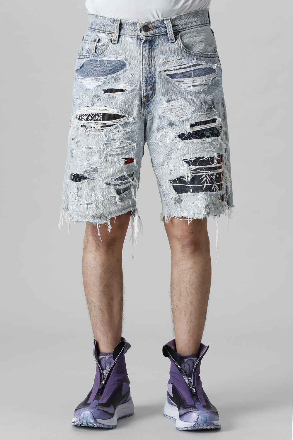 リワークド ダメージ デニムショーツ