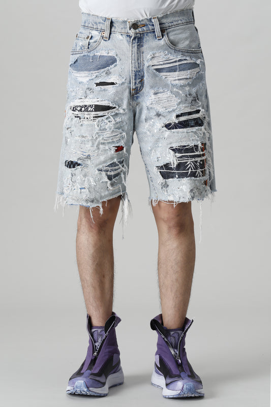 リワークド ダメージ デニムショーツ