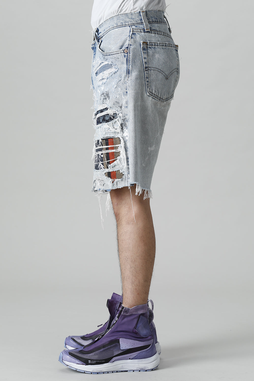 リワークド ダメージ デニムショーツ