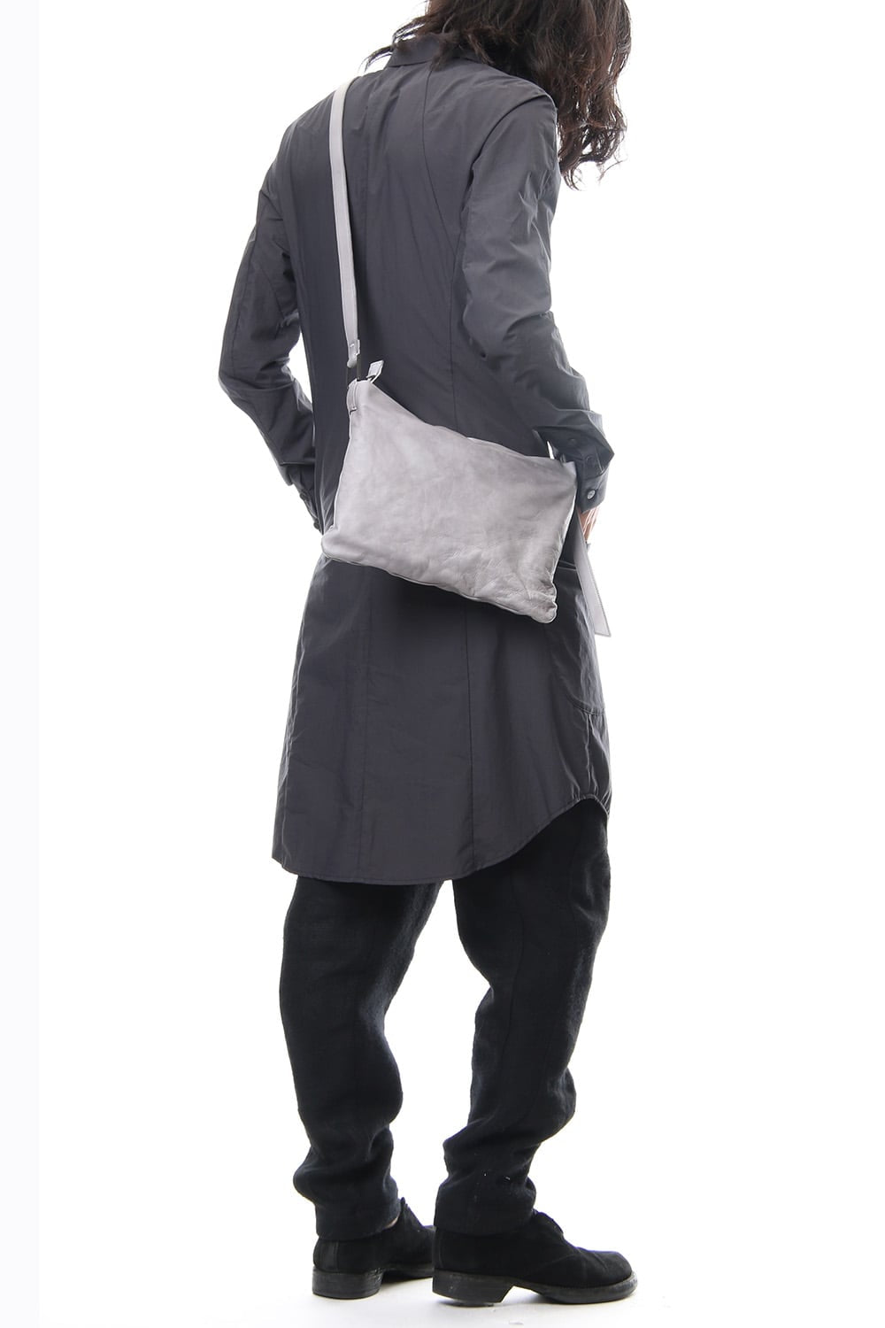 japanese Horse Sacoche Bag Buckle type Ice gray Wash & Oiled