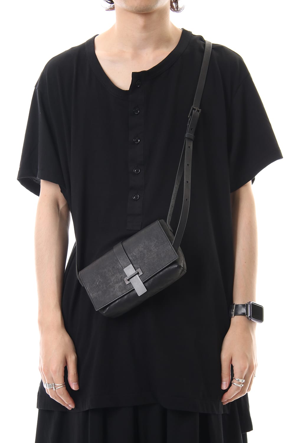 Oblong Mini Shoulder Bag - B - Black
