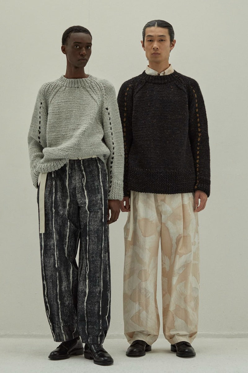 Hand Knit Sweater Orange Navy