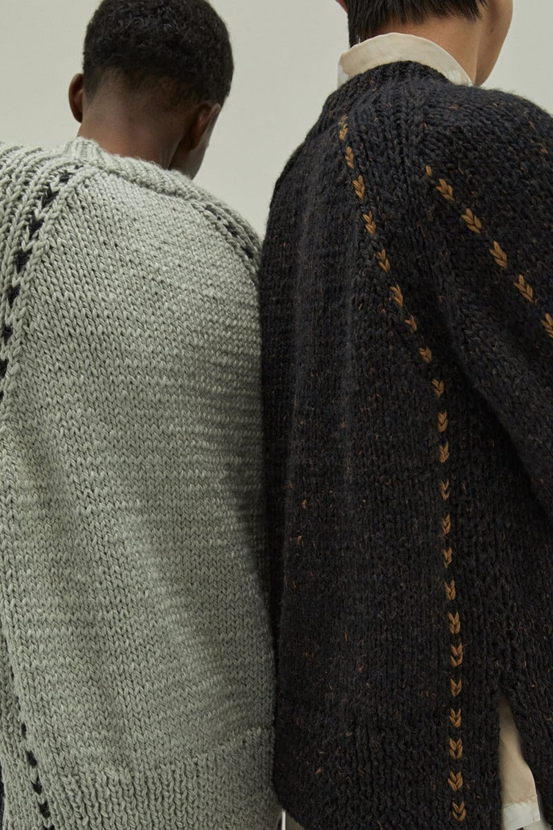 Hand Knit Sweater L.Mint Gray