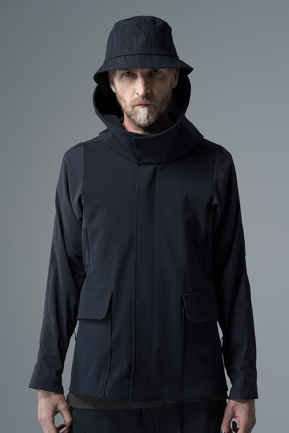 Hooded jacket merino wool jersey bonding
