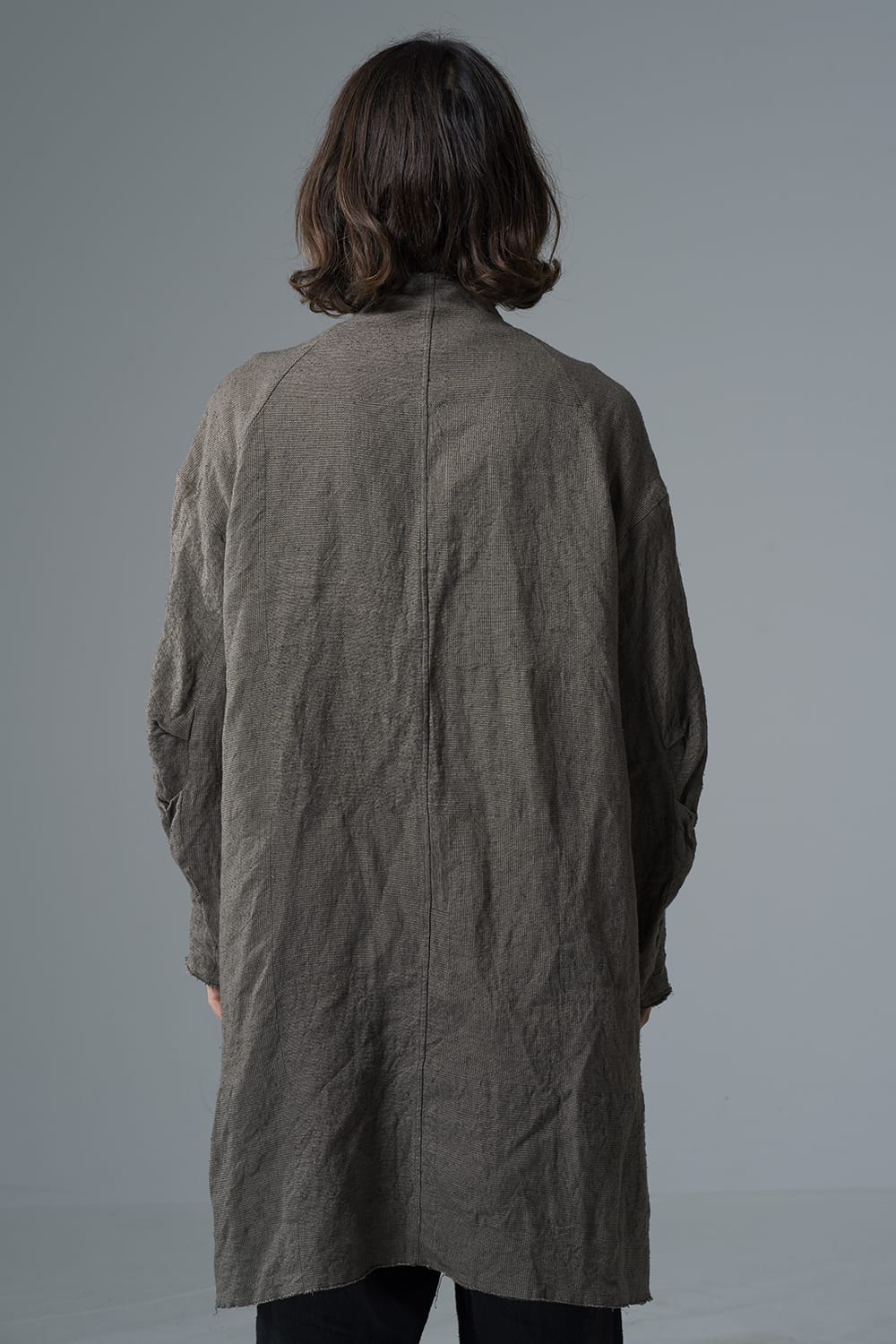 Coat silk linen crazy check  Beige Gray