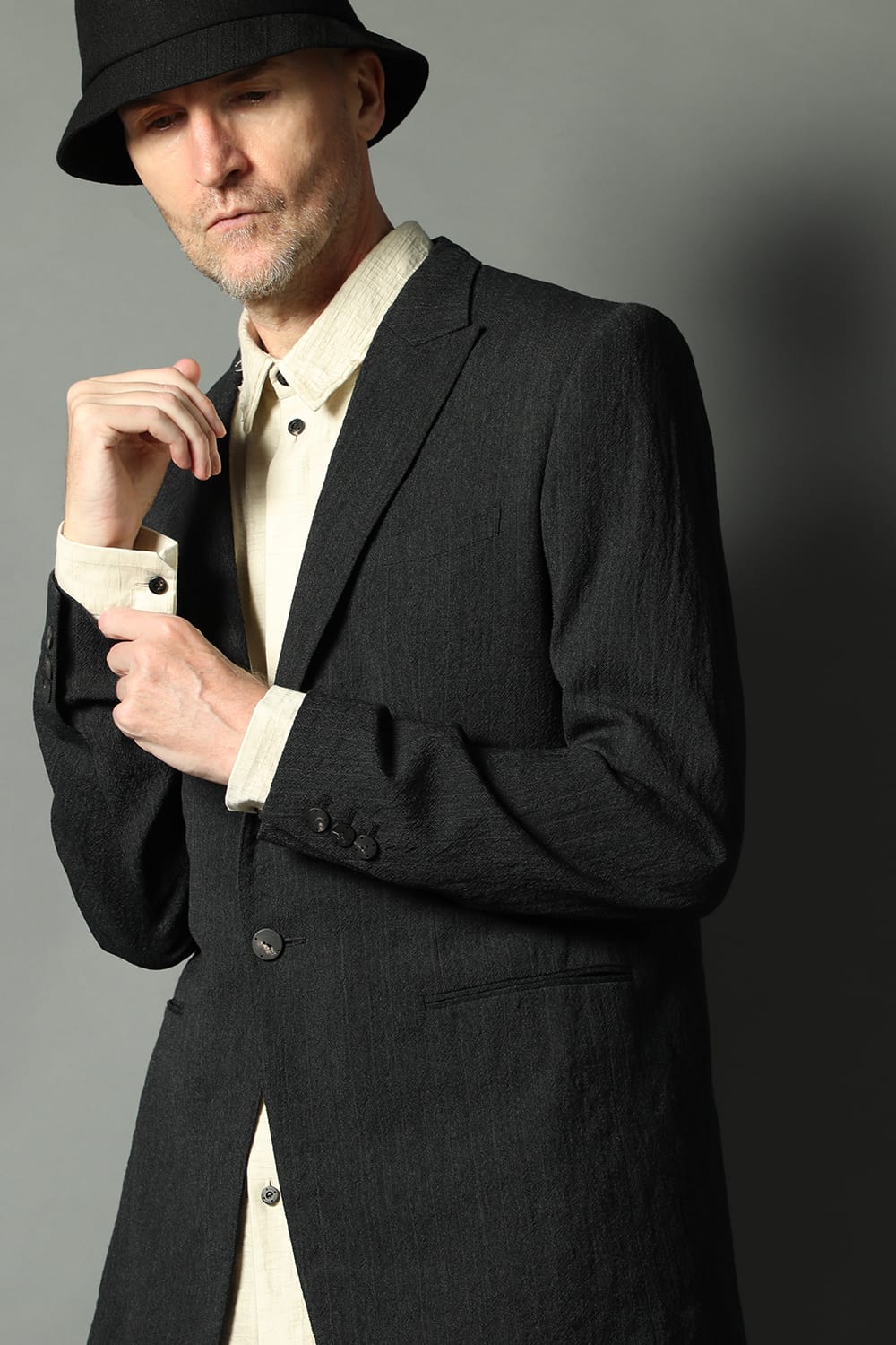 Shirt cotton / nylon Shadow jacquard  Ecru