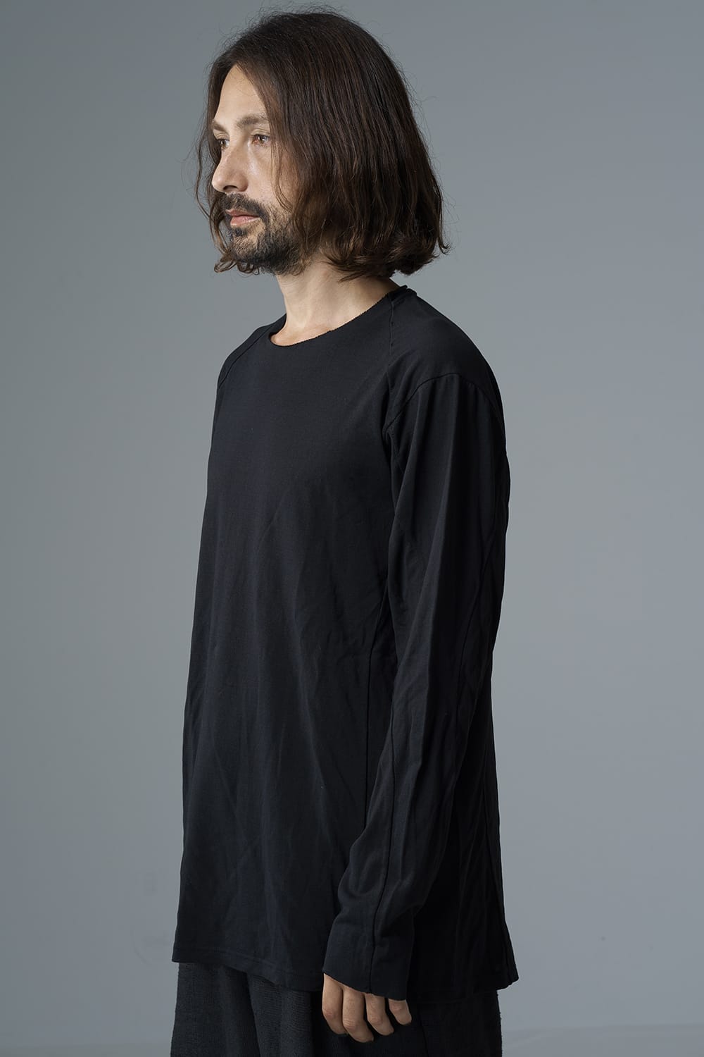 Long sleeve japanese paper jersey charcoal dyed  Black