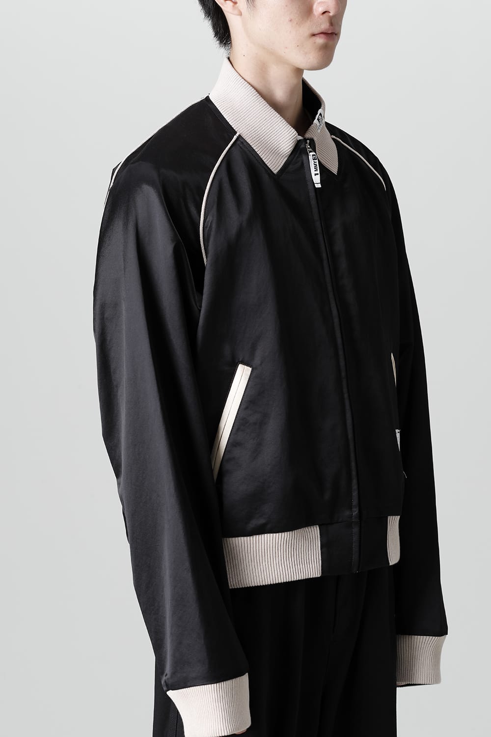 No-Collar Satin Jacket