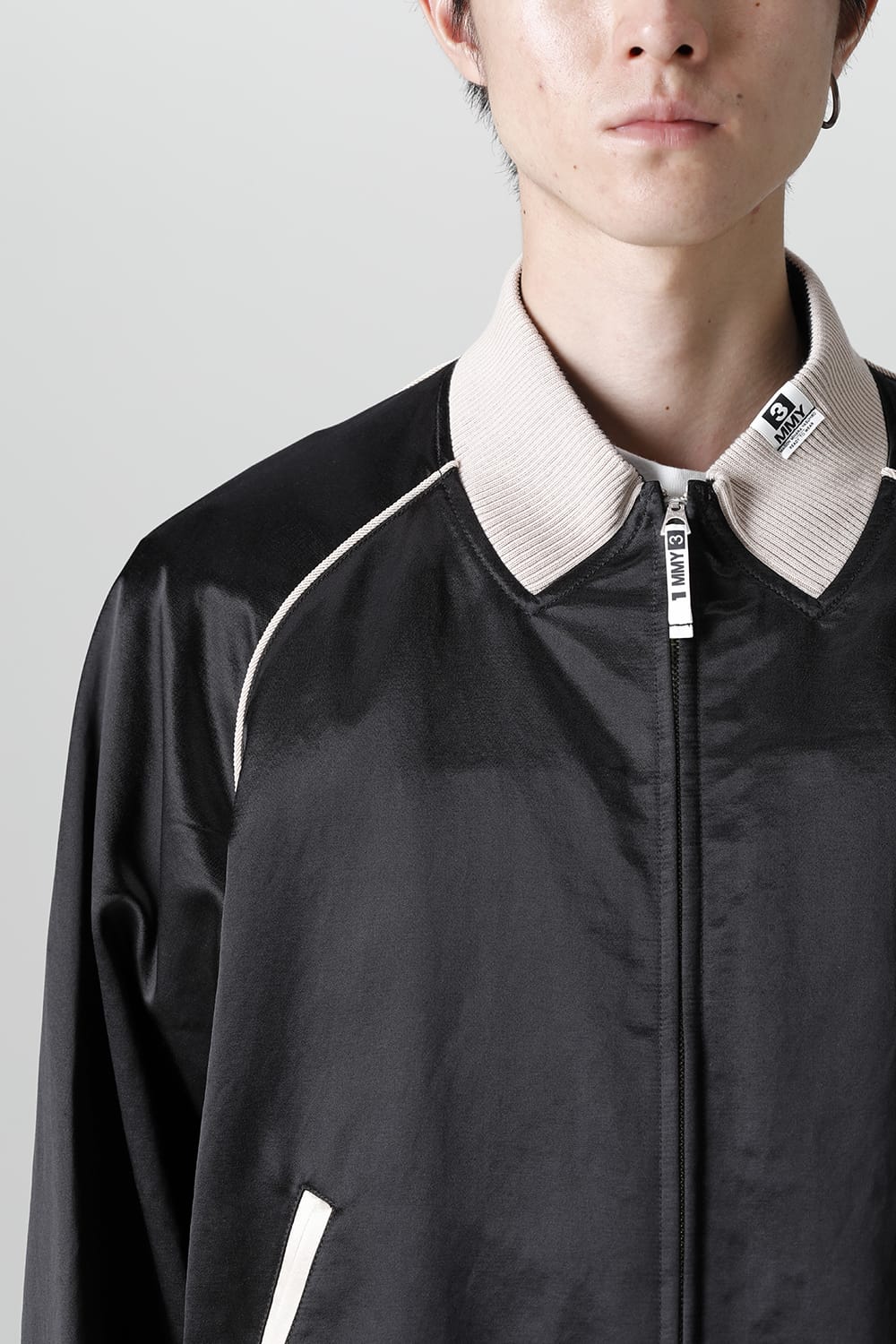 No-Collar Satin Jacket