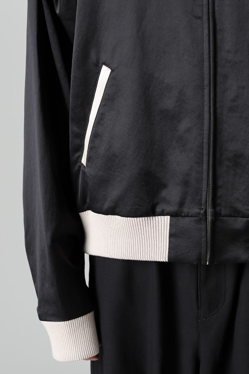 No-Collar Satin Jacket