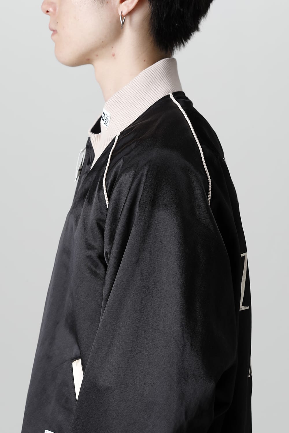 No-Collar Satin Jacket