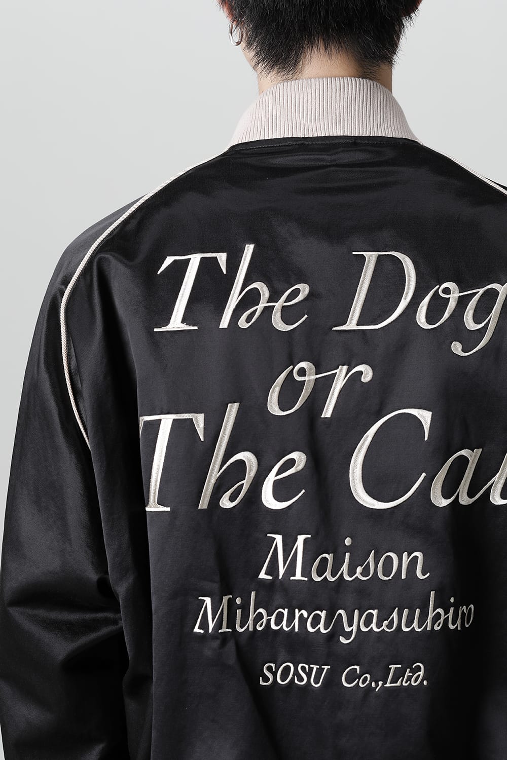 No-Collar Satin Jacket