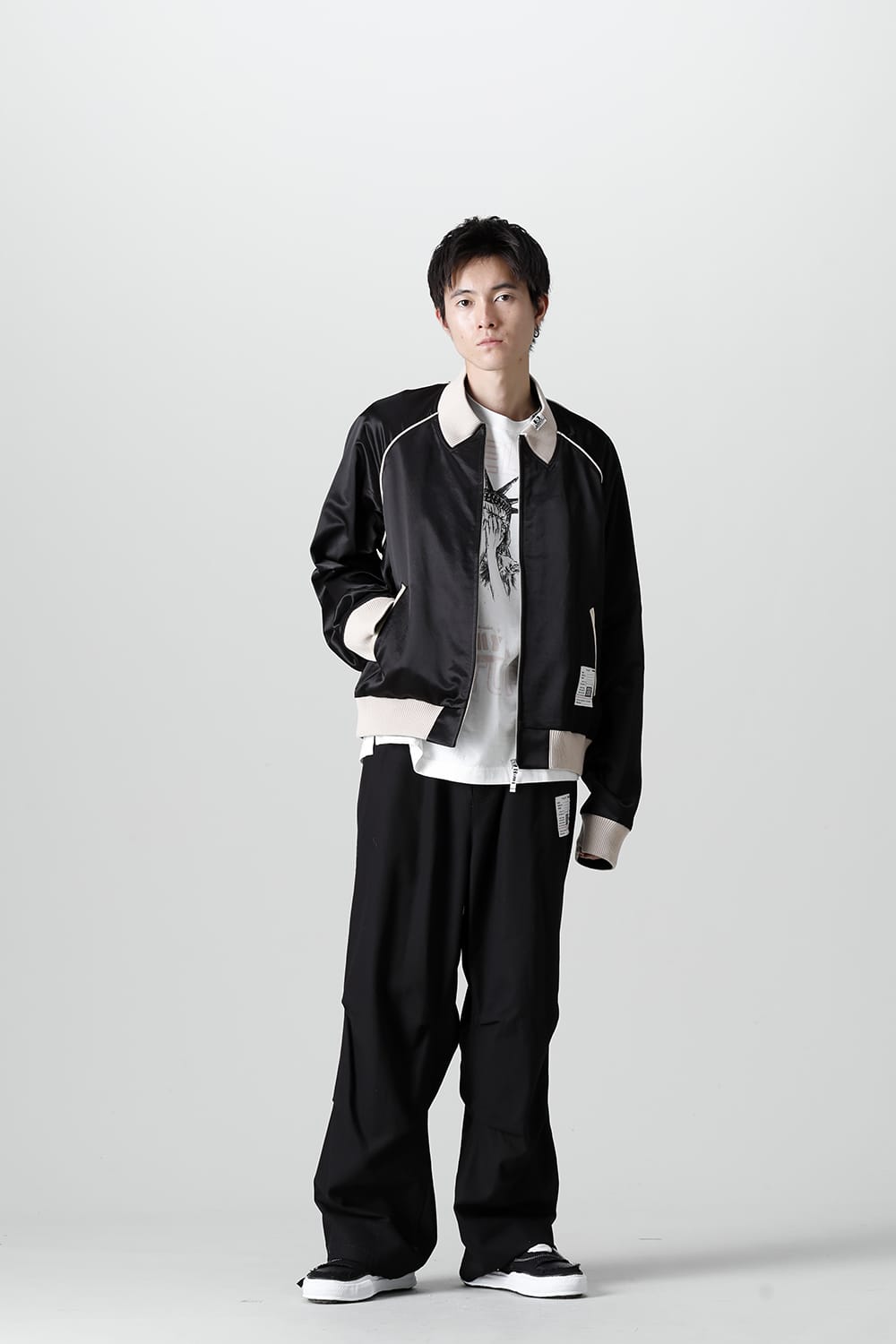 No-Collar Satin Jacket