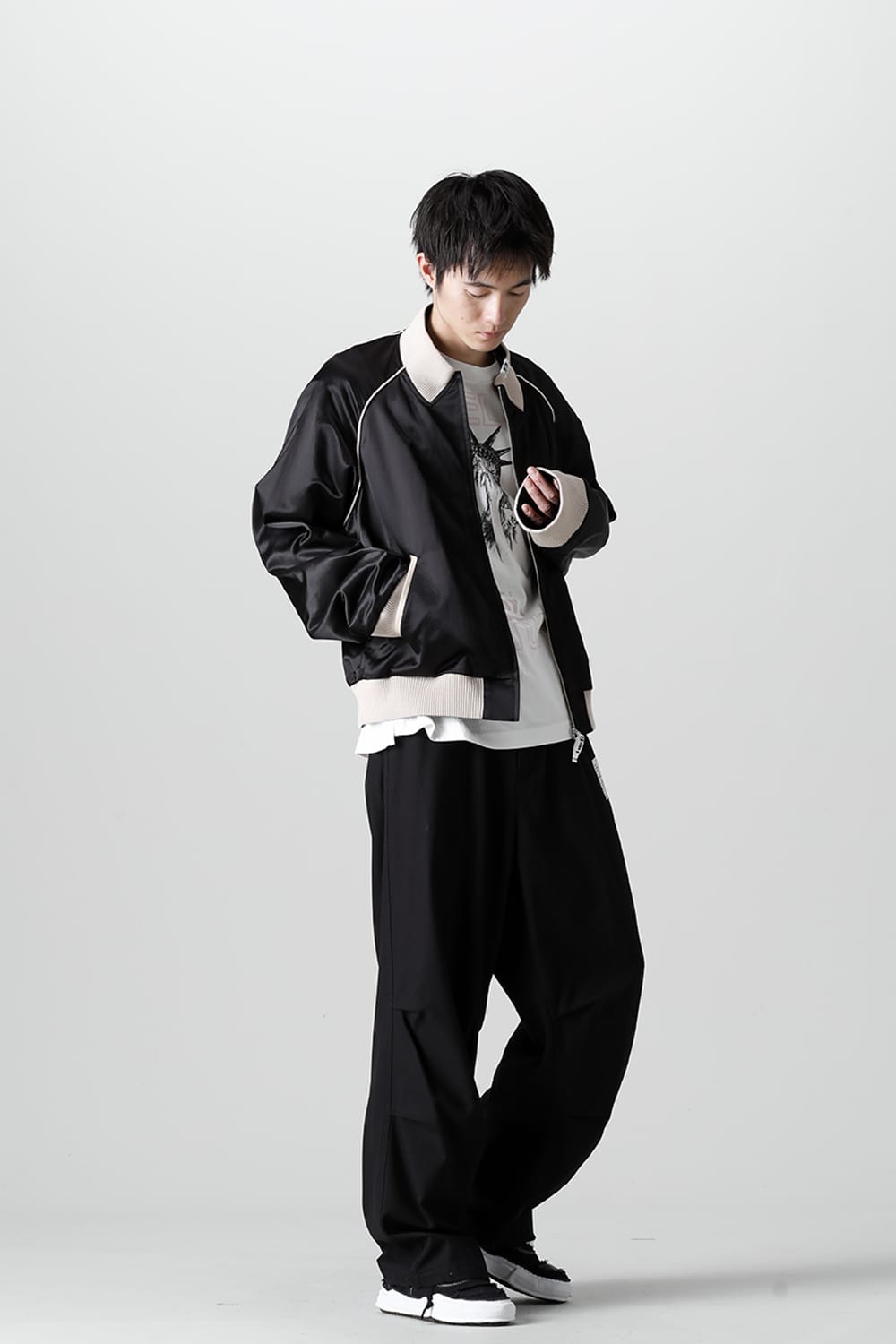 No-Collar Satin Jacket