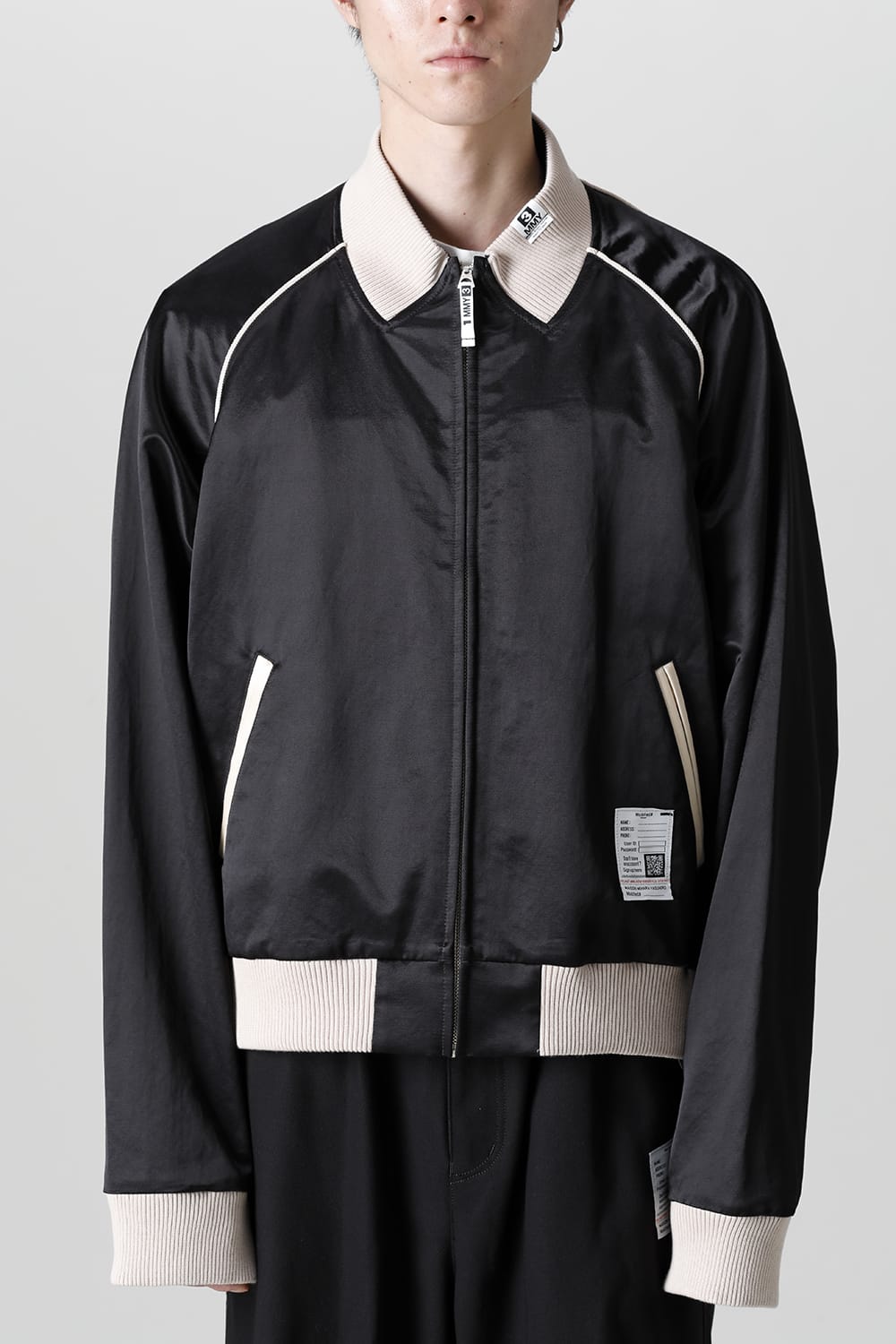 No-Collar Satin Jacket