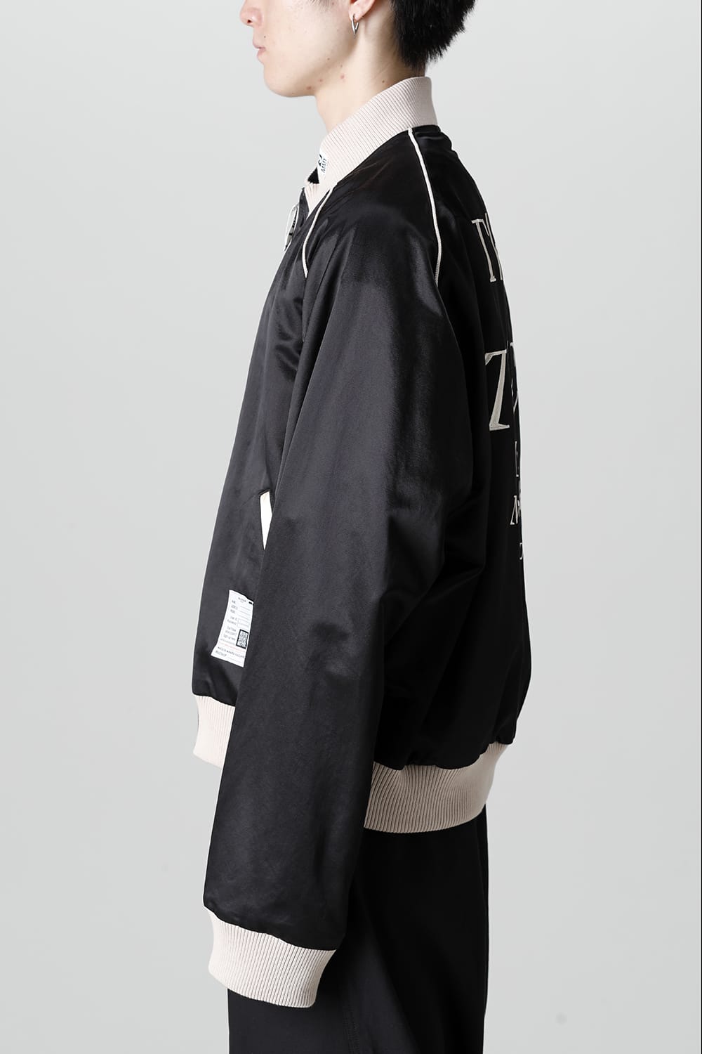 No-Collar Satin Jacket