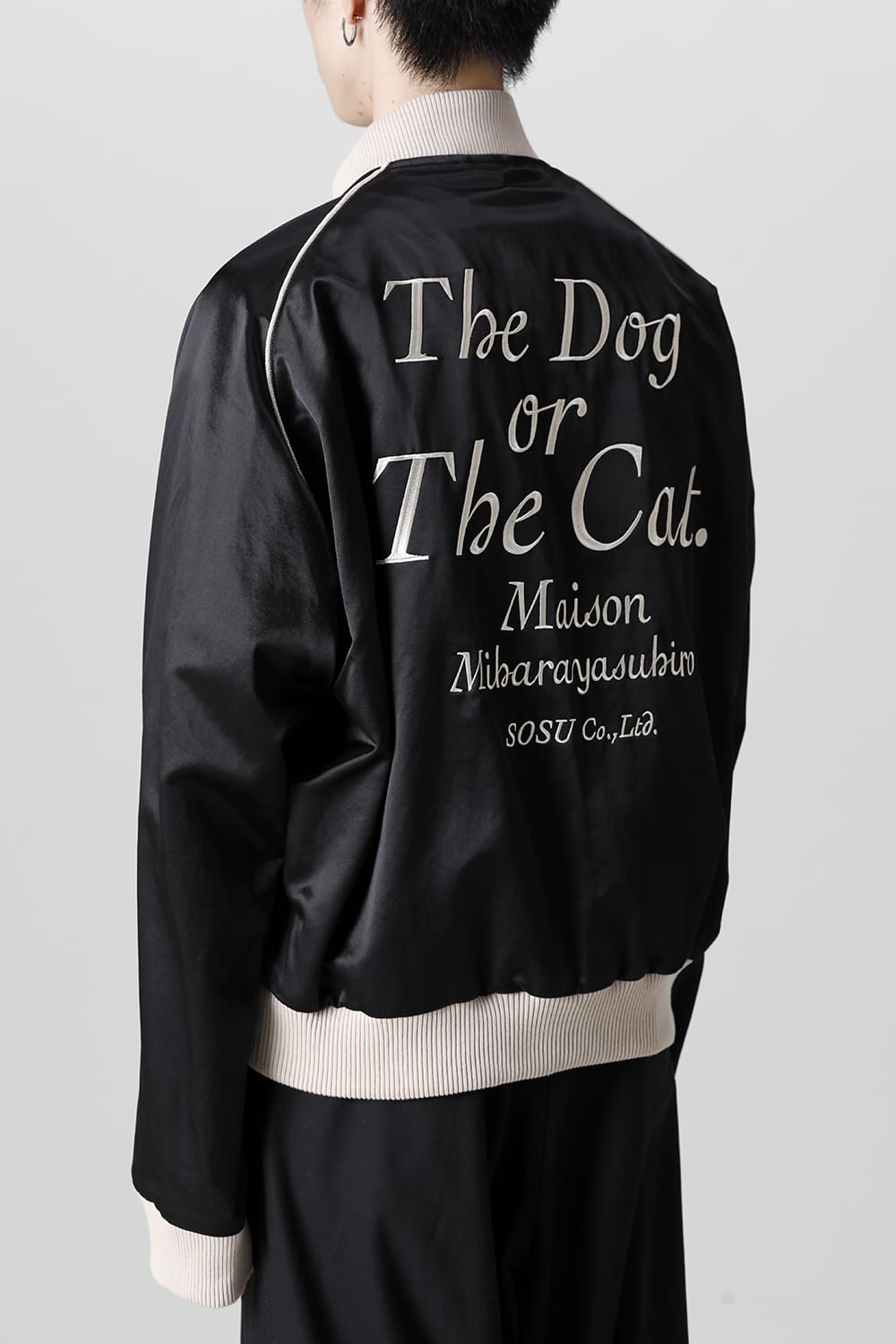 No-Collar Satin Jacket