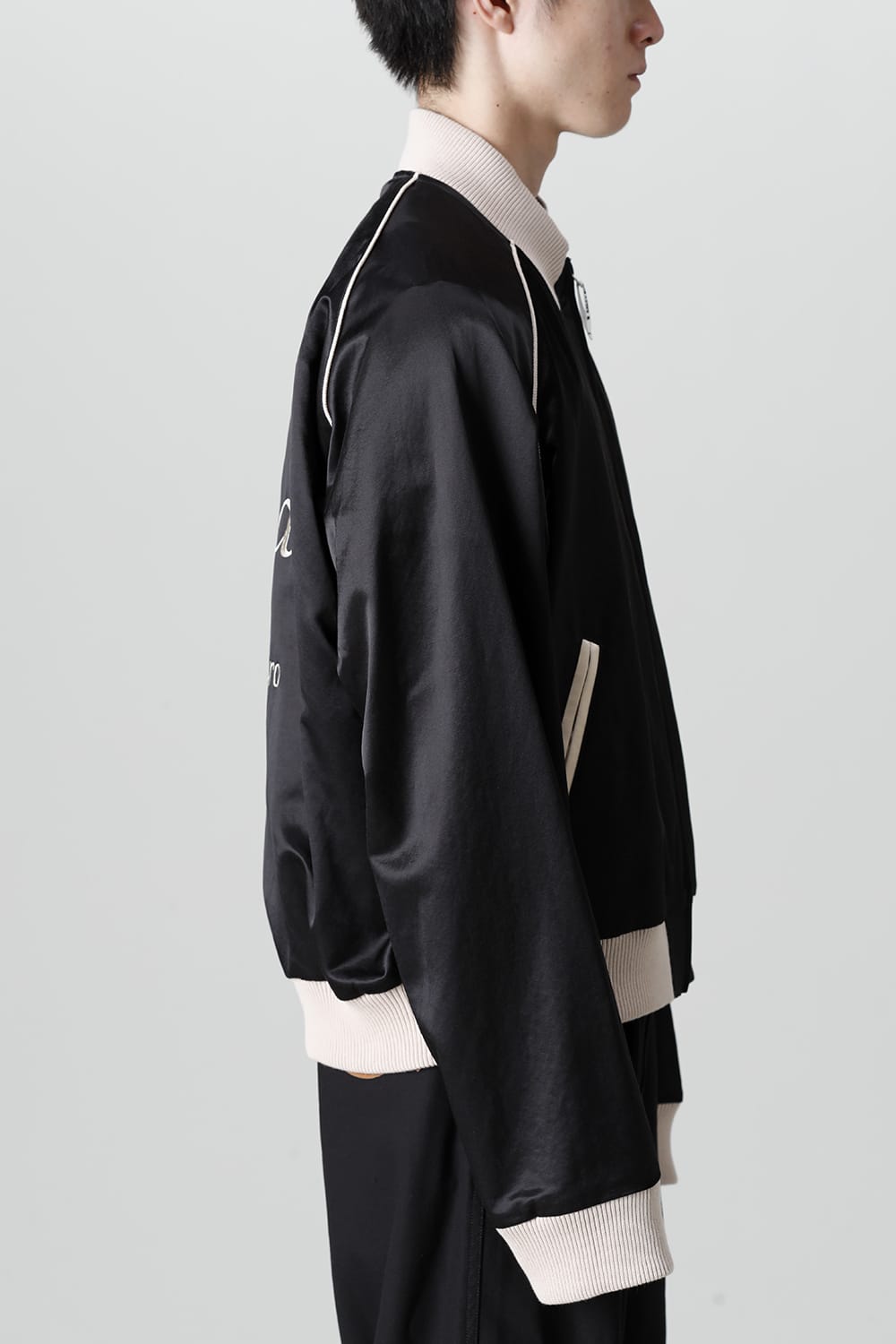 No-Collar Satin Jacket