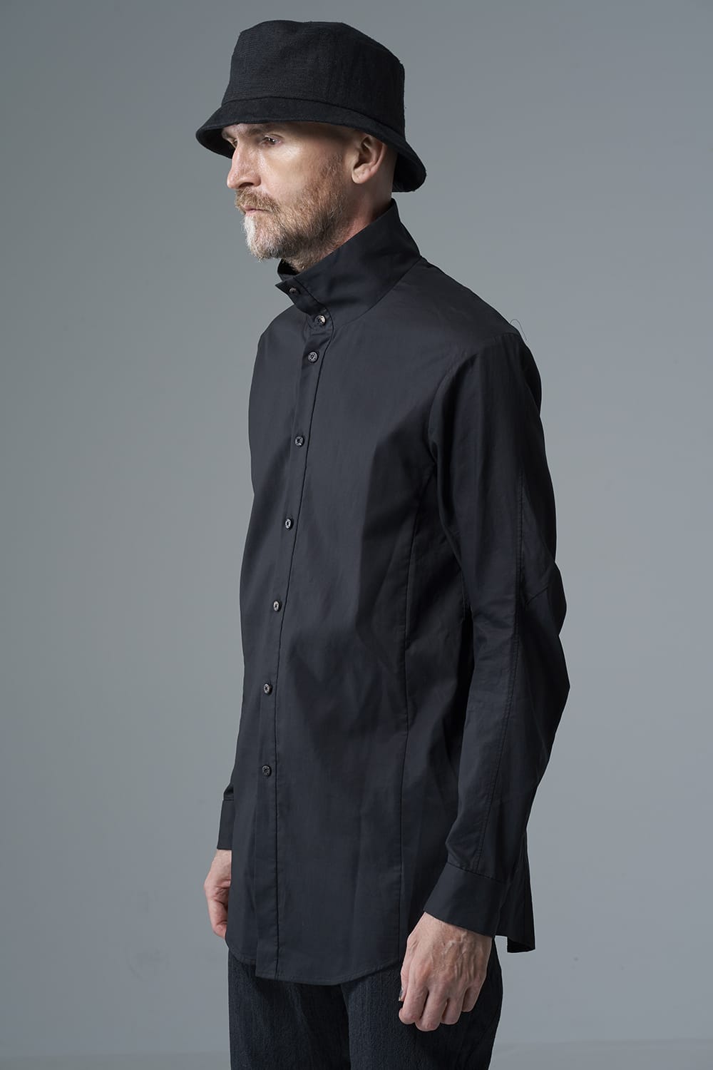 Hight neck shirt 200/2 cotton double weave  Black