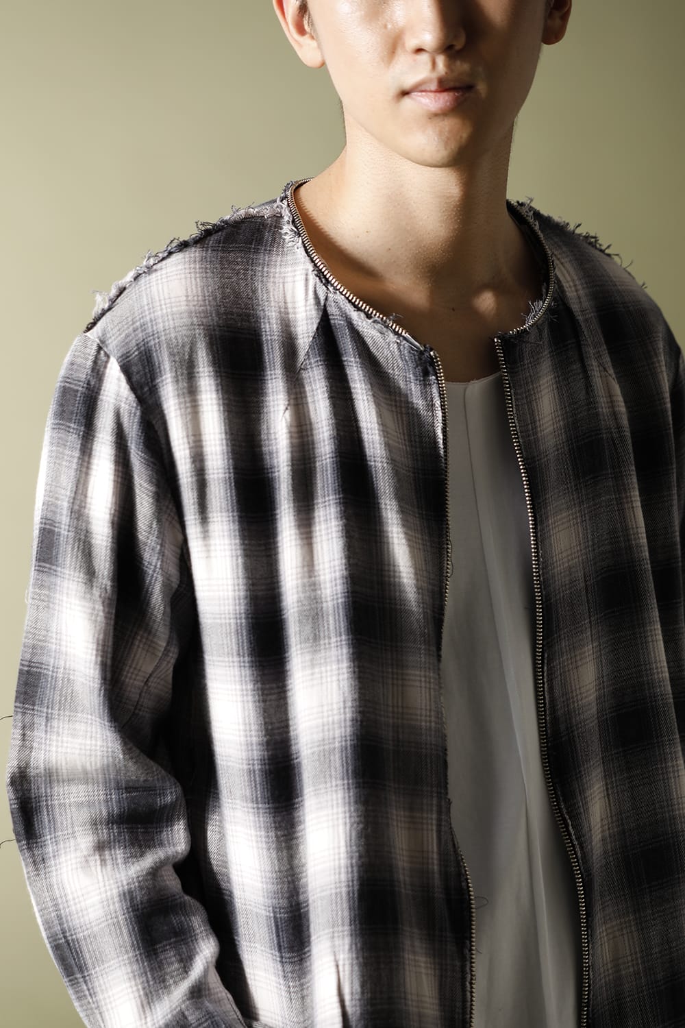 リムーバブルフーディー チェックシャツ