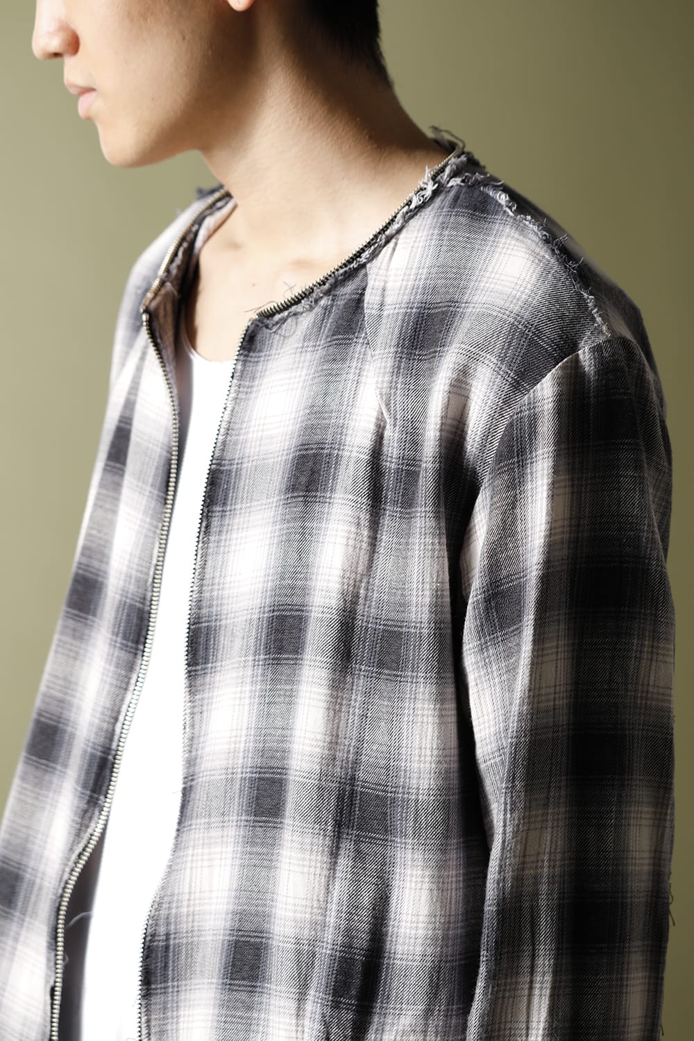 リムーバブルフーディー チェックシャツ
