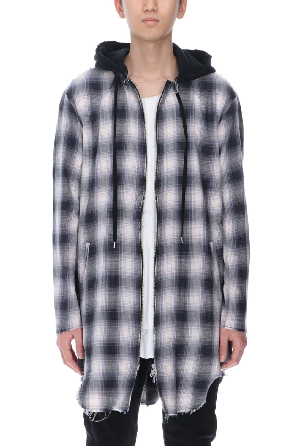 リムーバブルフーディー チェックシャツ