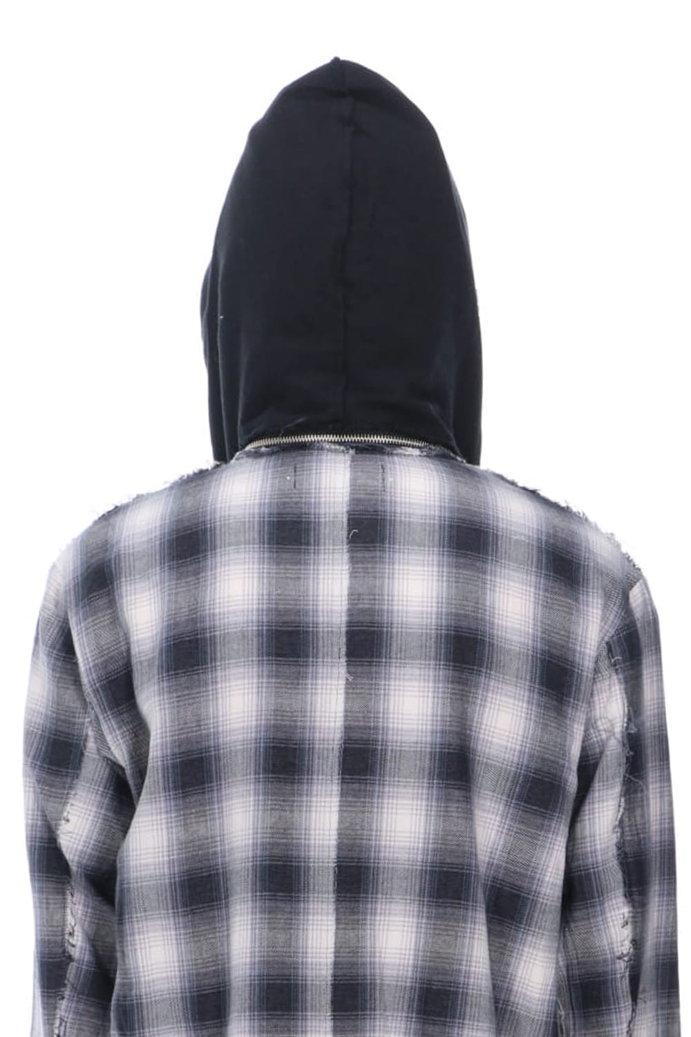 リムーバブルフーディー チェックシャツ