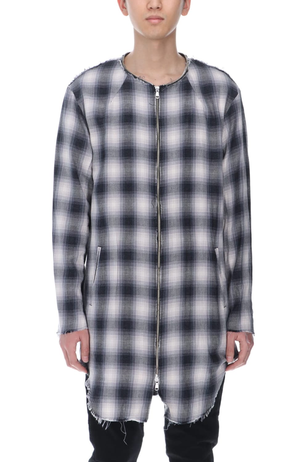 リムーバブルフーディー チェックシャツ