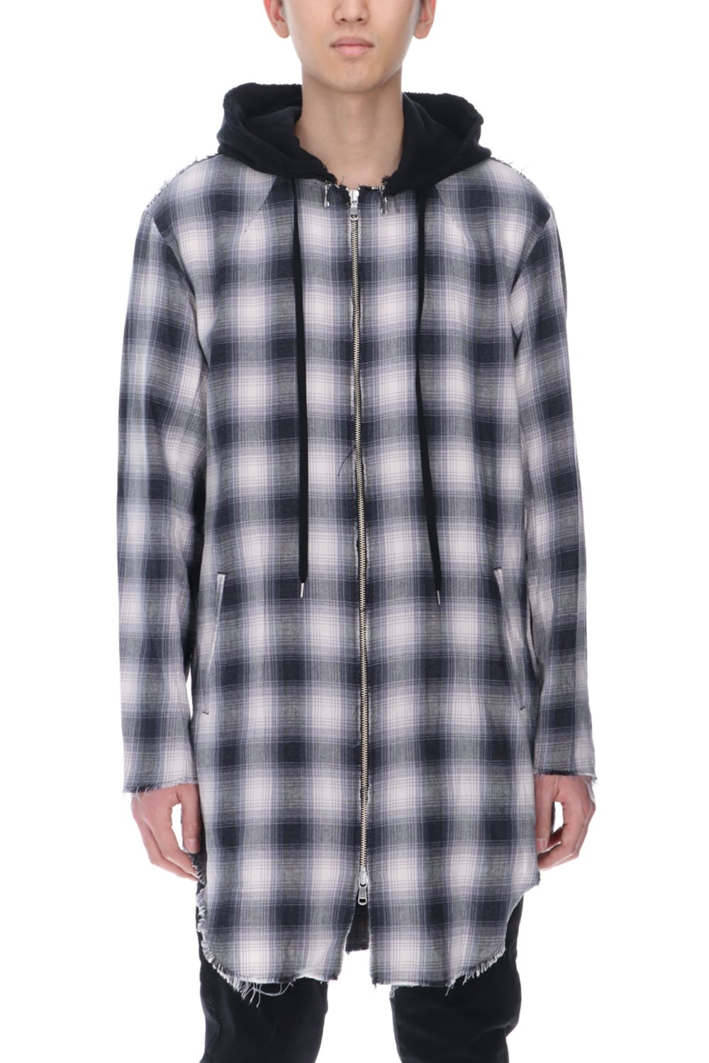 リムーバブルフーディー チェックシャツ