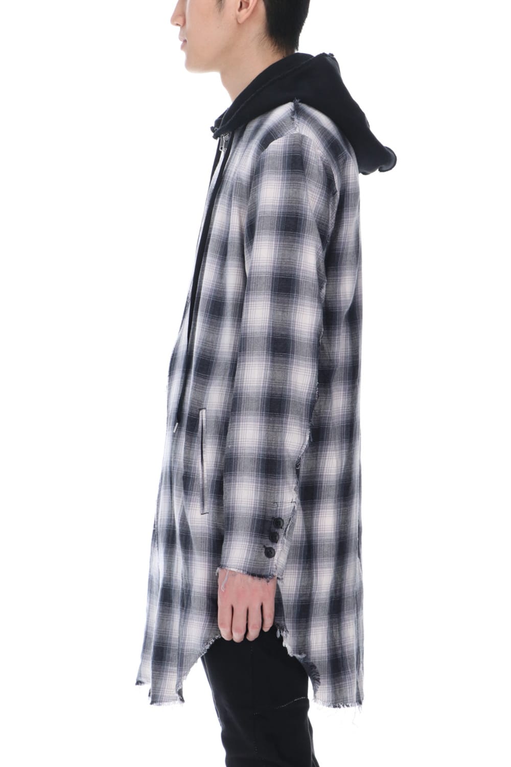 リムーバブルフーディー チェックシャツ