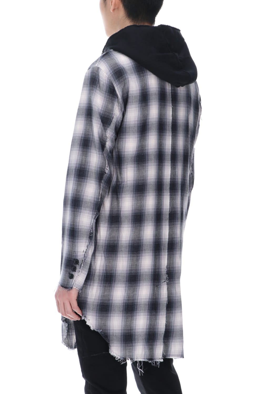 リムーバブルフーディー チェックシャツ