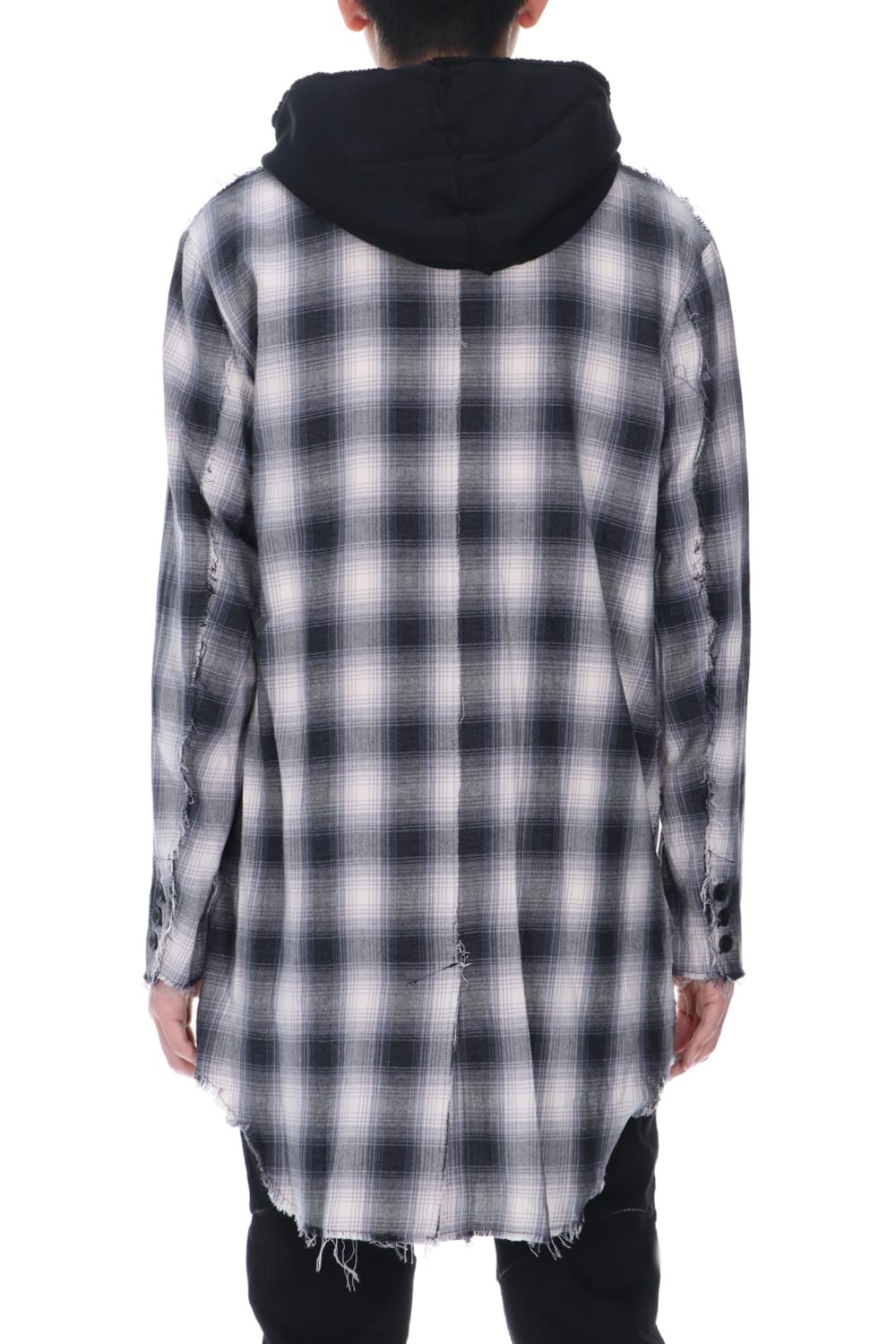 リムーバブルフーディー チェックシャツ