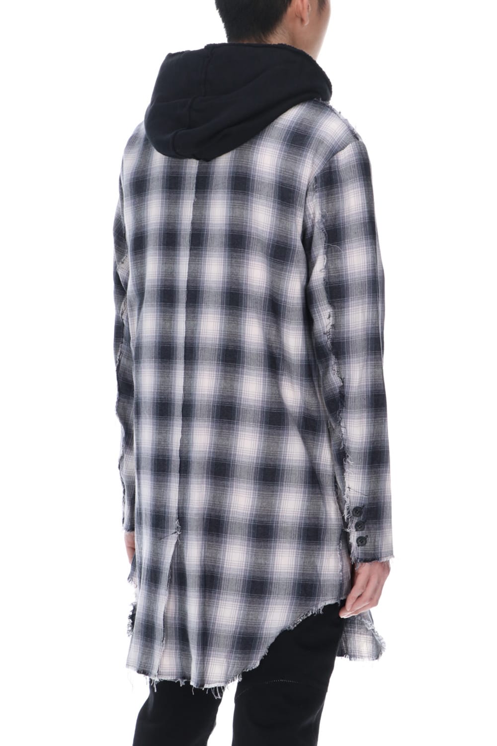 リムーバブルフーディー チェックシャツ